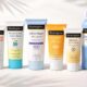 Assorted Neutrogena sunscreen bottles including lotion and spray formats arranged on a clean background