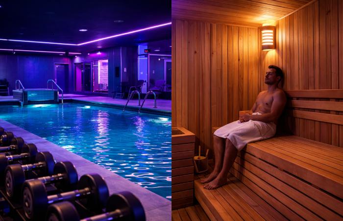 indoor gym pool and sauna wellness facilities