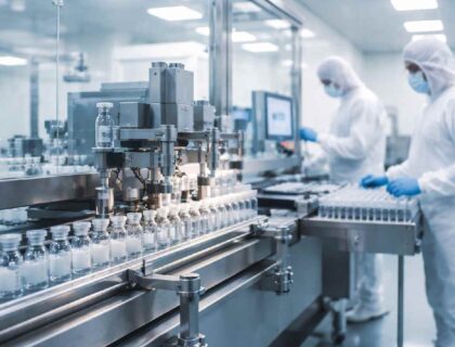 Sterile injectable manufacturing line in pharmaceutical cleanroom