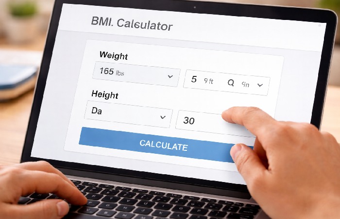entering height and weight in BMI calculator