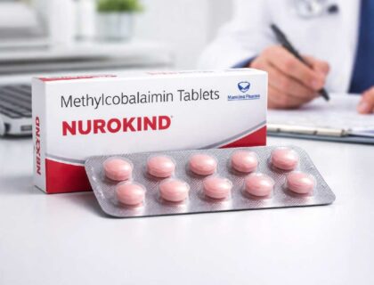 Nurokind methylcobalamin tablets blister pack on medical desk