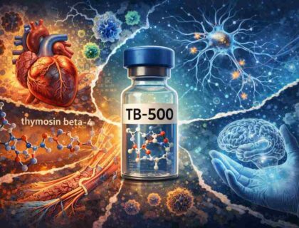 TB-500 peptide research illustration for tissue repair