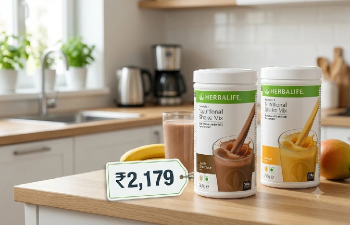 Herbalife Formula 1 shake pricing in India at ₹2,179 for 500g
